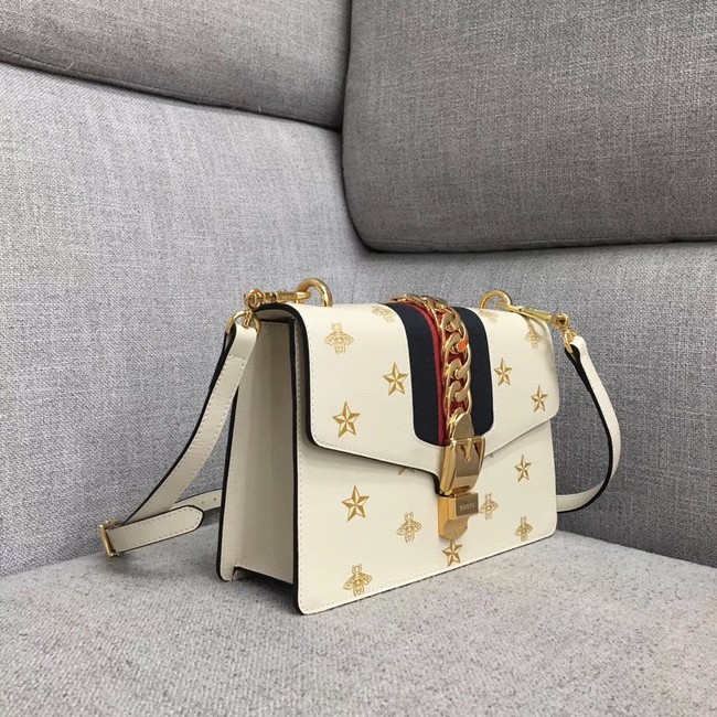 Gucci Sylvie Bee Star small shoulder bag A421882 white