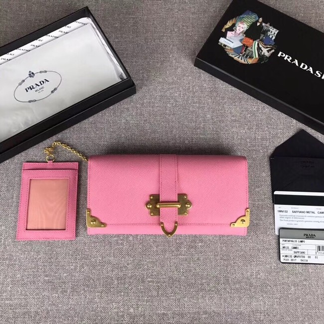 Prada Cahier Saffiano Leather Wallet Large 1MH132 pink