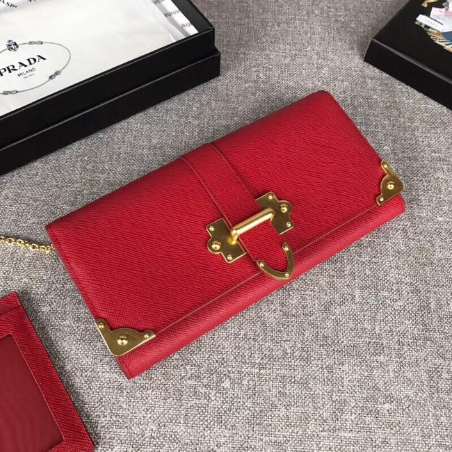 Prada Cahier Saffiano Leather Wallet Large 1MH132 red