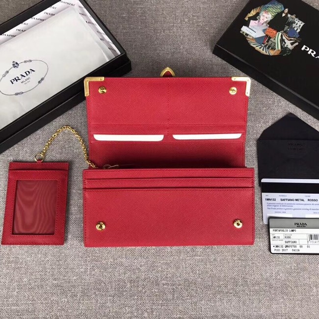 Prada Cahier Saffiano Leather Wallet Large 1MH132 red