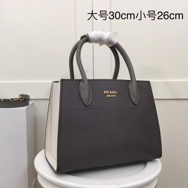 Prada Calf leather bag 1BA050 grey&white