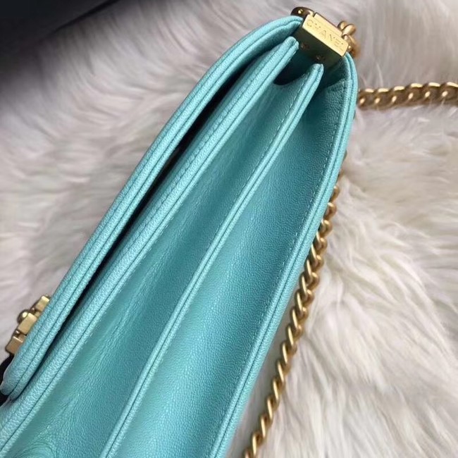 Boy chanel handbag Grained Calfskin & Gold-Tone Metal AS0130 Light Blue
