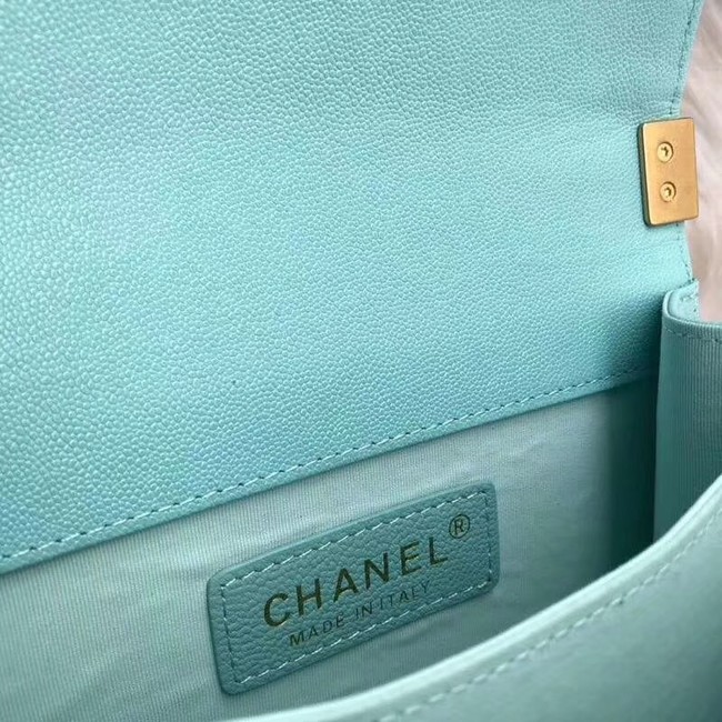 Boy chanel handbag Grained Calfskin & Gold-Tone Metal AS0130 Light Blue