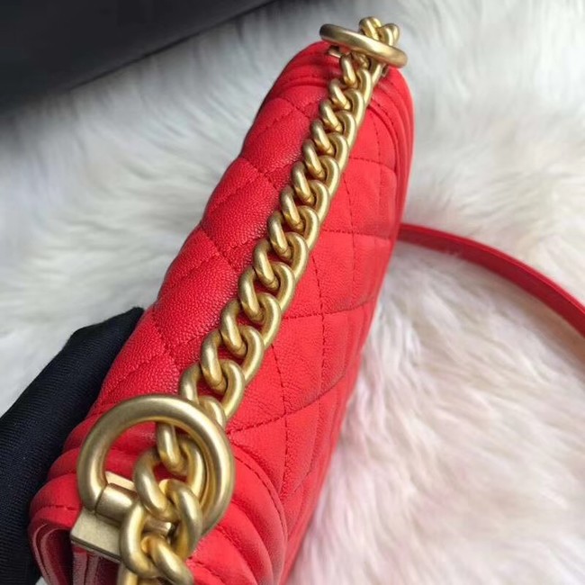 Boy chanel handbag Grained Calfskin & Gold-Tone Metal AS0130 red