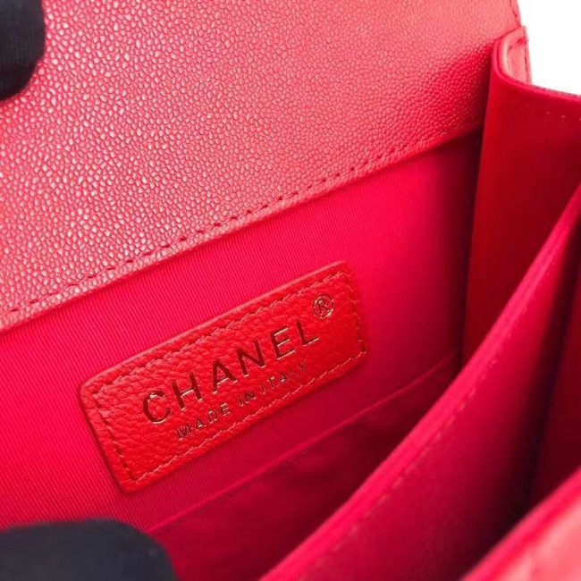 Boy chanel handbag Grained Calfskin & Gold-Tone Metal AS0130 red