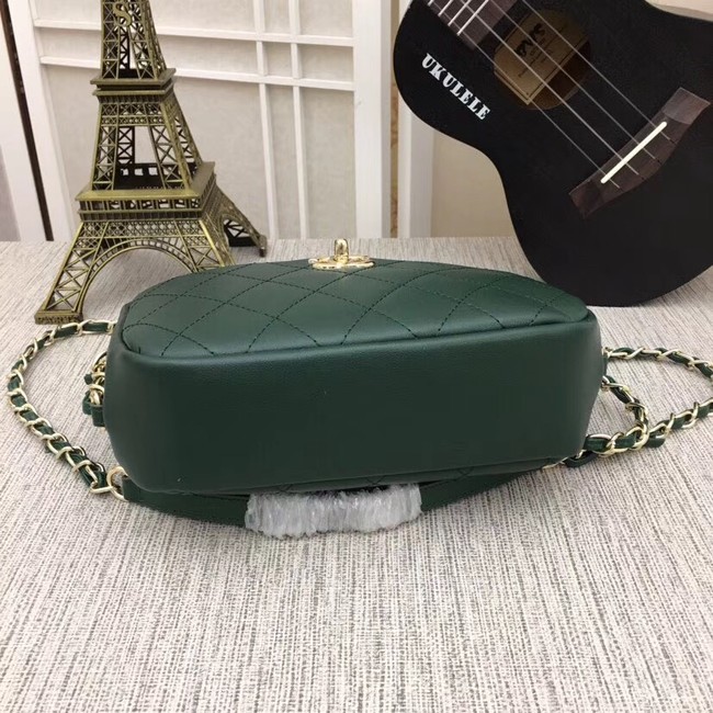 Chanel camera case Metallic Goatskin & Gold-Tone Metal 8040A green