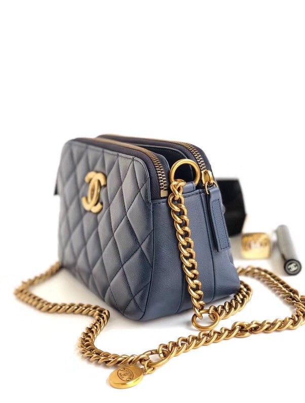 Chanel classic clutch with chain A94105 blue