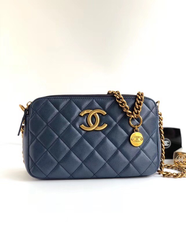 Chanel classic clutch with chain A94105 blue