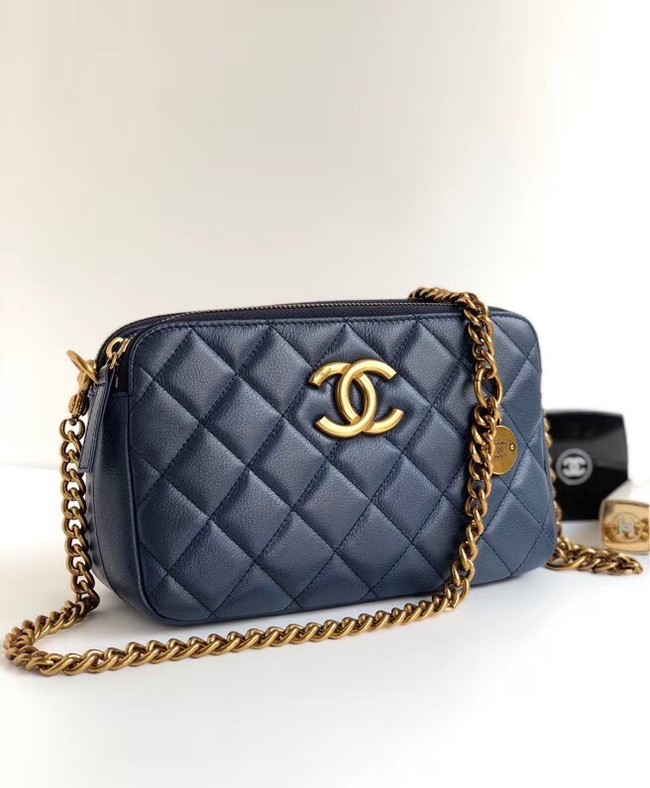 Chanel classic clutch with chain A94105 blue