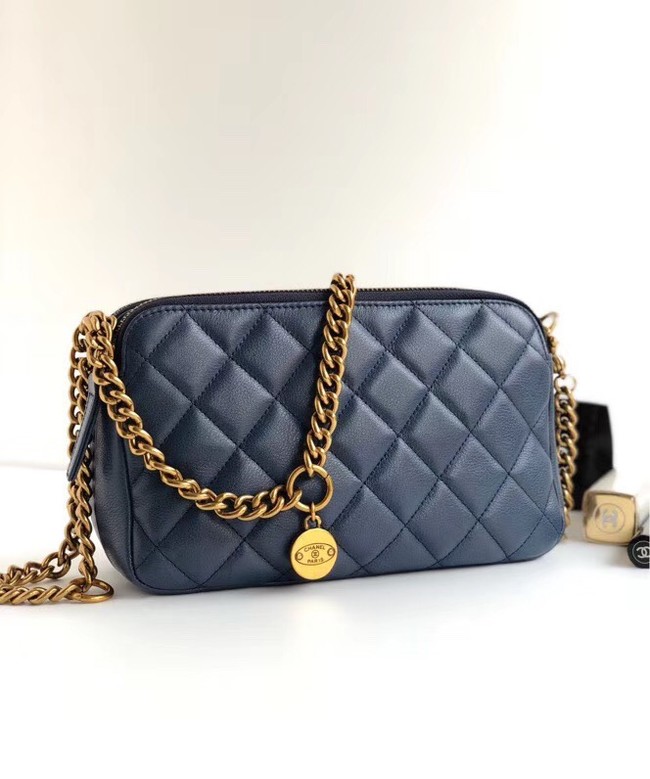 Chanel classic clutch with chain A94105 blue