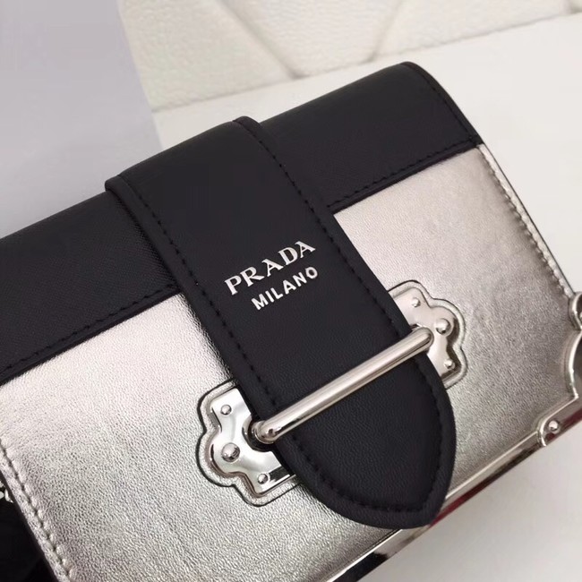 Prada Cahier calf leather bag 1BH018 Silver