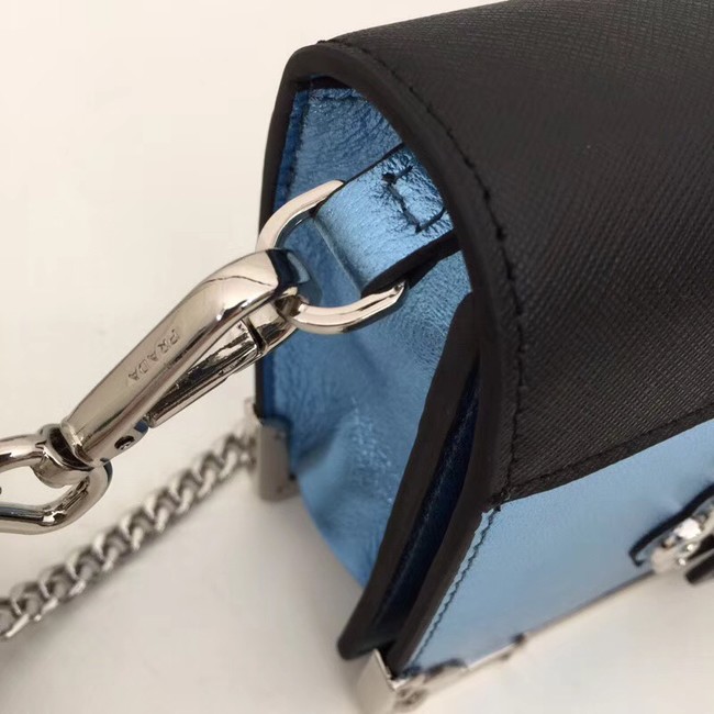 Prada Cahier calf leather bag 1BH018 blue