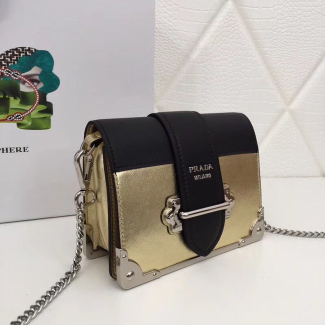 Prada Cahier calf leather bag 1BH018 gold