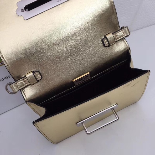 Prada Cahier calf leather bag 1BH018 gold