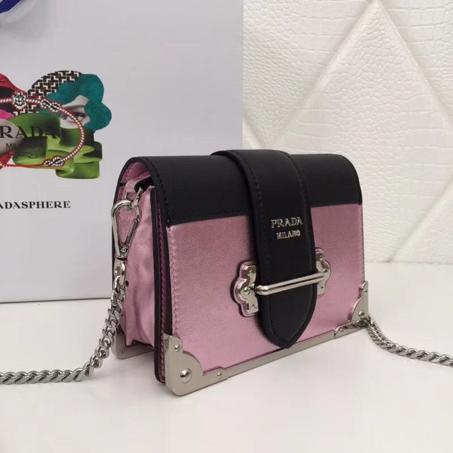 Prada Cahier calf leather bag 1BH018 pink