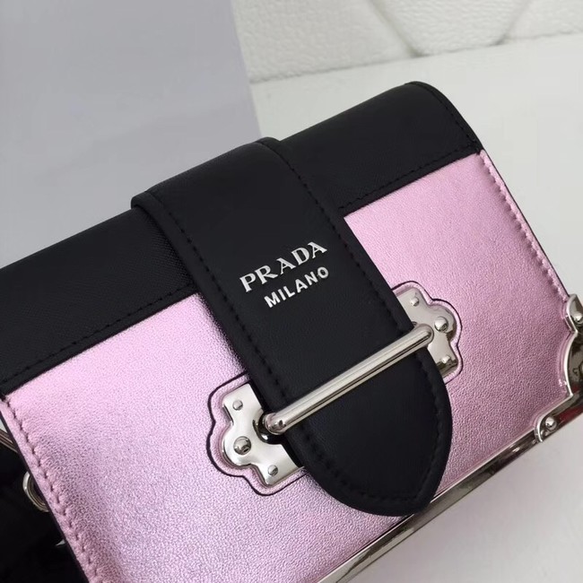 Prada Cahier calf leather bag 1BH018 pink