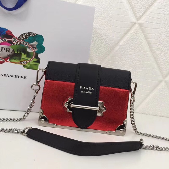 Prada Cahier calf leather bag 1BH018 red