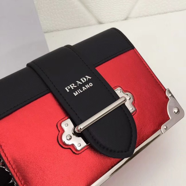 Prada Cahier calf leather bag 1BH018 red