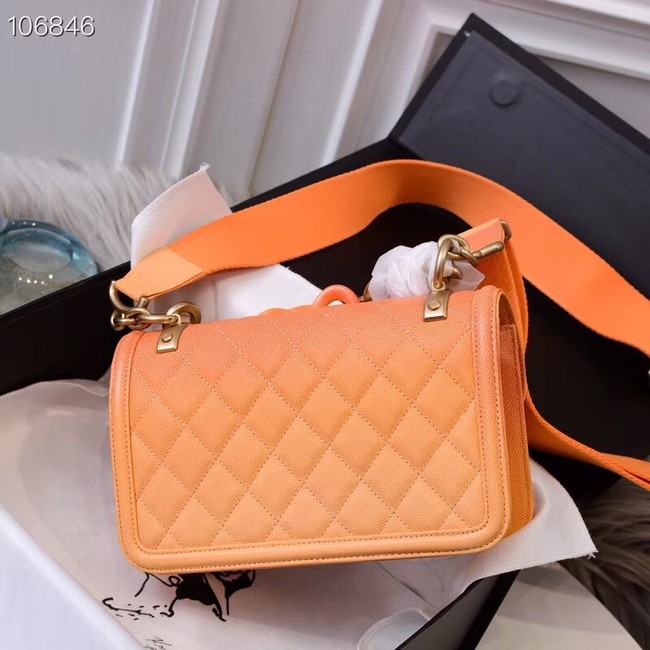 Chanel flap bag Grained Calfskin Resin & Gold-Tone Metal AS0061 orange