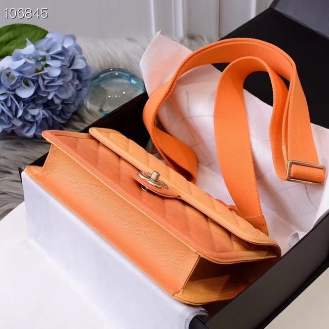 Chanel flap bag Grained Calfskin Resin & Gold-Tone Metal AS0062 orange