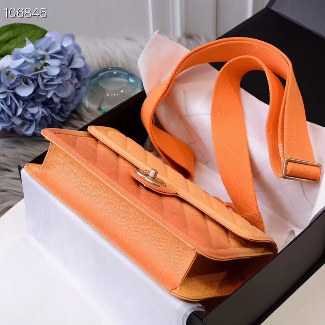 Chanel flap bag Grained Calfskin Resin & Gold-Tone Metal AS0062 orange