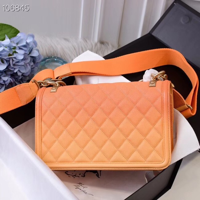 Chanel flap bag Grained Calfskin Resin & Gold-Tone Metal AS0062 orange