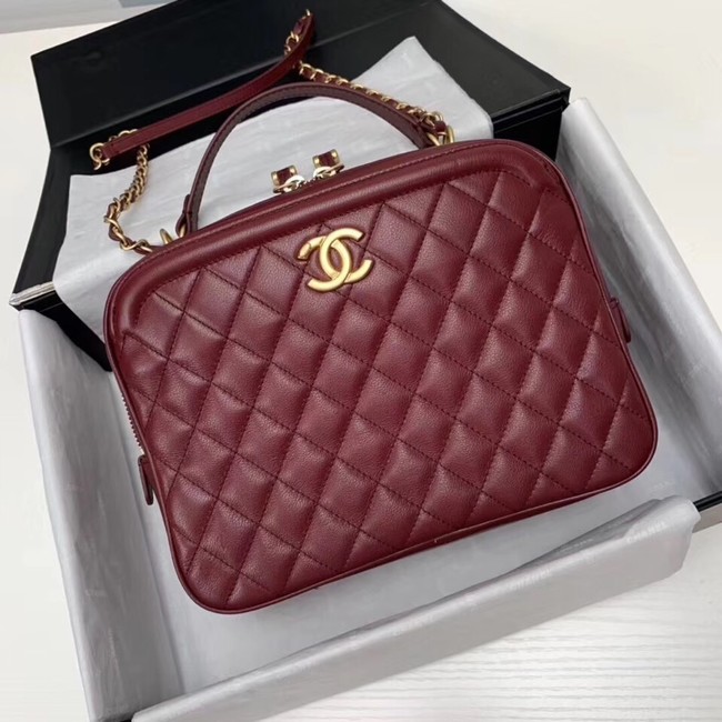 Chanel vanity case Calfskin & Gold-Tone Metal A57906 Burgundy