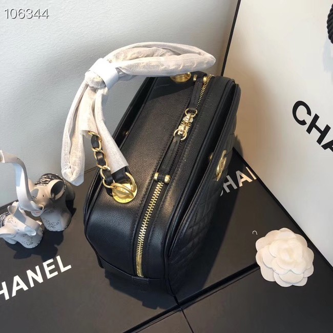 Chanel vanity case Calfskin & Gold-Tone Metal A57906 black