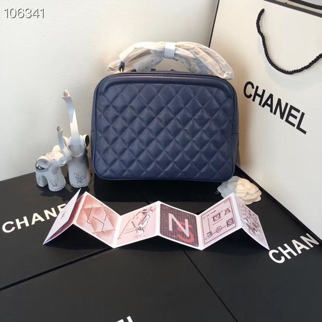 Chanel vanity case Calfskin & Gold-Tone Metal A57906 blue