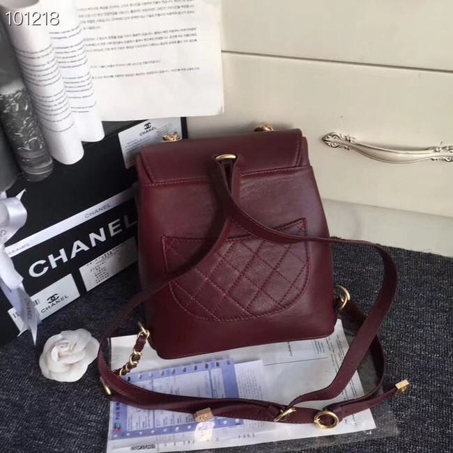 Chanel backpack Grained Calfskin Calfskin & Gold-Tone Metal A57570 Burgundy