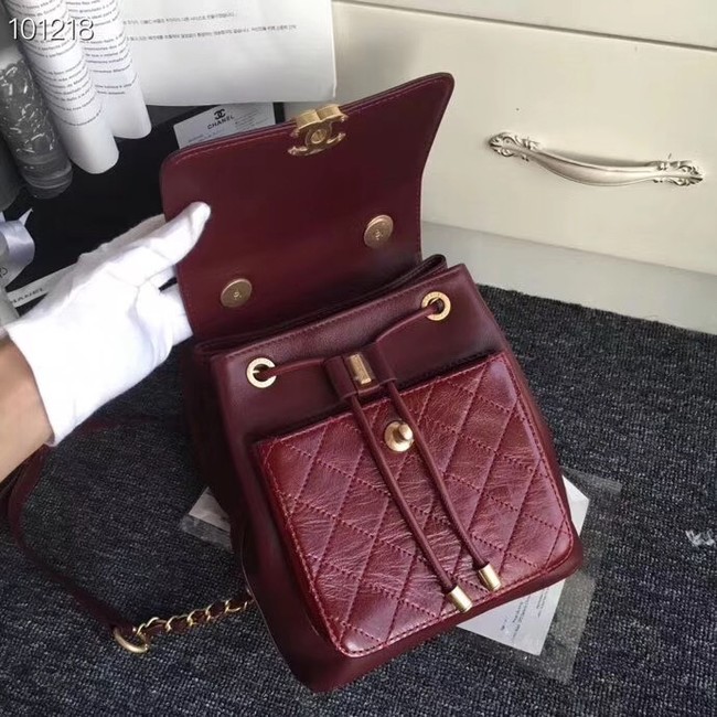 Chanel backpack Grained Calfskin Calfskin & Gold-Tone Metal A57570 Burgundy