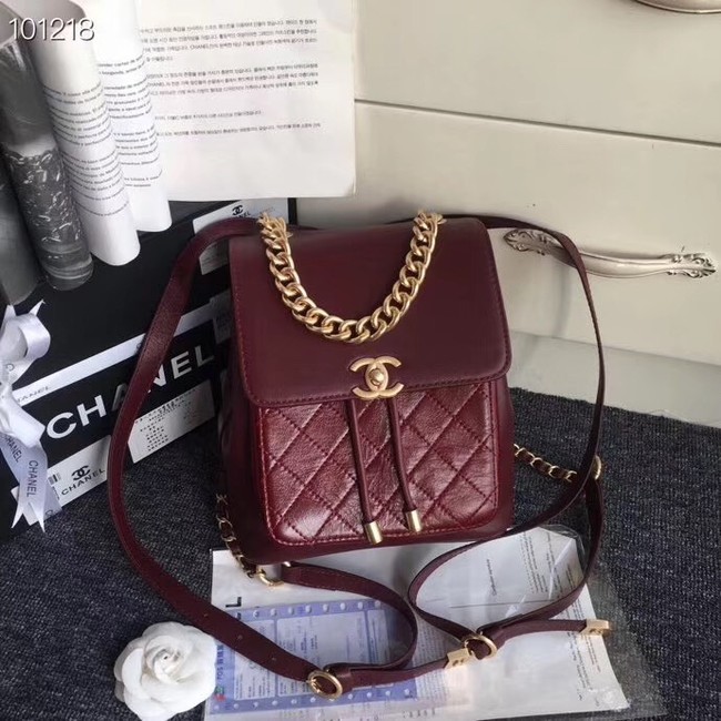 Chanel backpack Grained Calfskin Calfskin & Gold-Tone Metal A57570 Burgundy