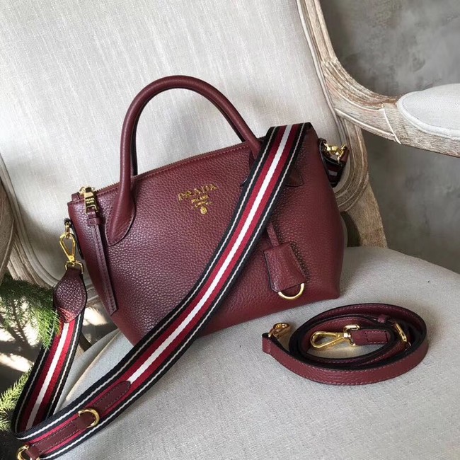 Prada Calf leather bag 1BH111 Burgundy