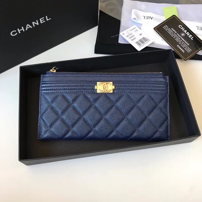 Chanel boy chanel pouch Calfskin & Gold-Tone Metal A81254 blue