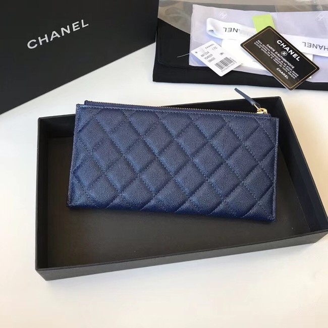 Chanel boy chanel pouch Calfskin & Gold-Tone Metal A81254 blue