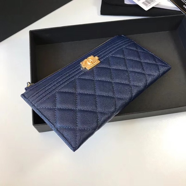 Chanel boy chanel pouch Calfskin & Gold-Tone Metal A81254 blue