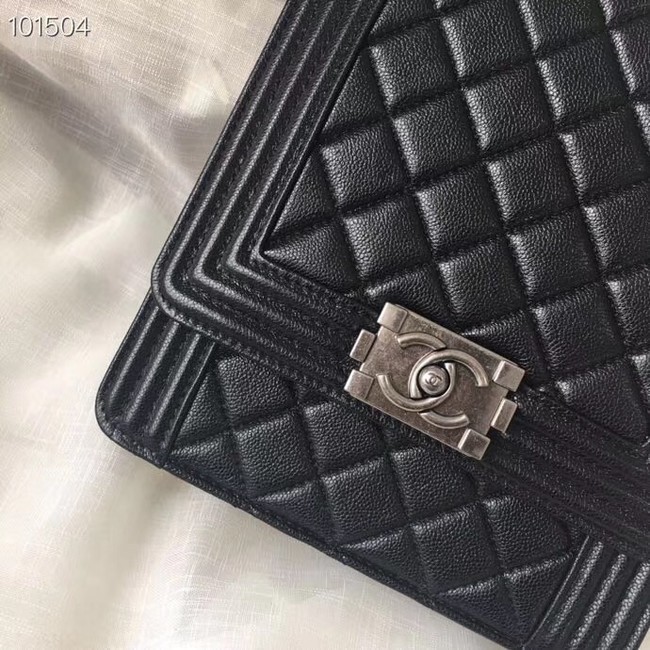 Chanel boy handbag Patent Calfskin & Silver-Tone Metal AS1030 black
