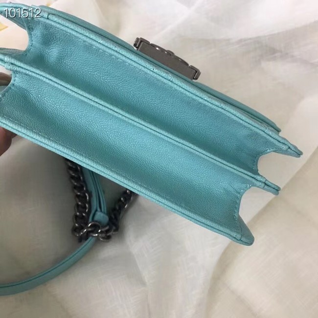 Chanel boy handbag Patent Calfskin & Silver-Tone Metal AS1030 sky blue