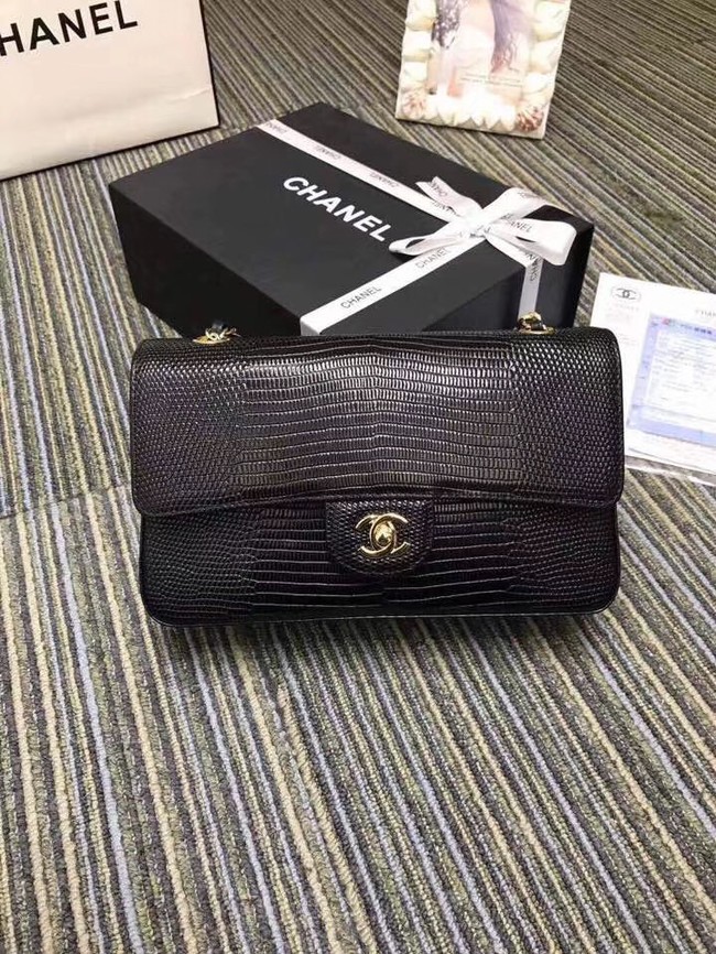 Chanel classic handbag Lizard A01112 black
