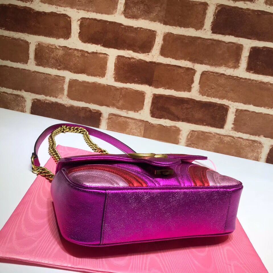 Gucci GG Marmont matelasse Mini Bag 446744 Pink&Red&Purple