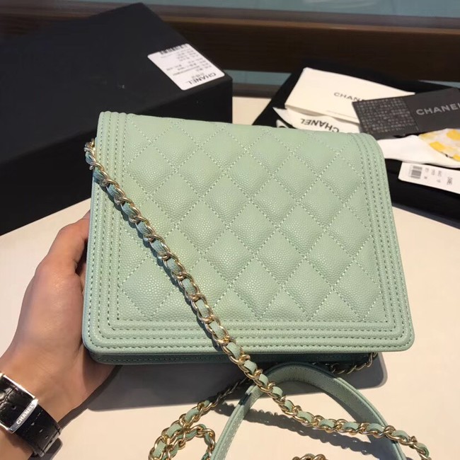 Boy chanel clutch with chain A84433 light green