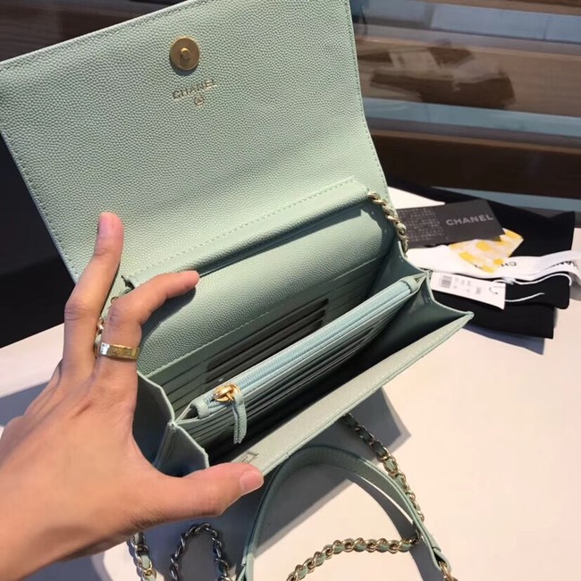 Boy chanel clutch with chain A84433 light green