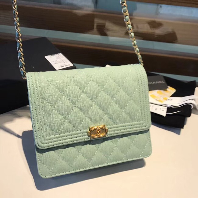 Boy chanel clutch with chain A84433 light green