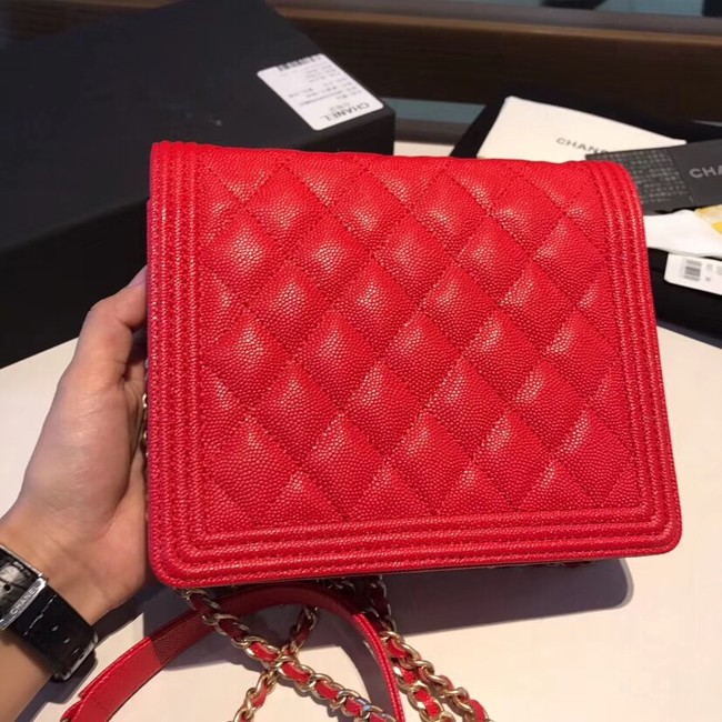 Boy chanel clutch with chain A84433 red