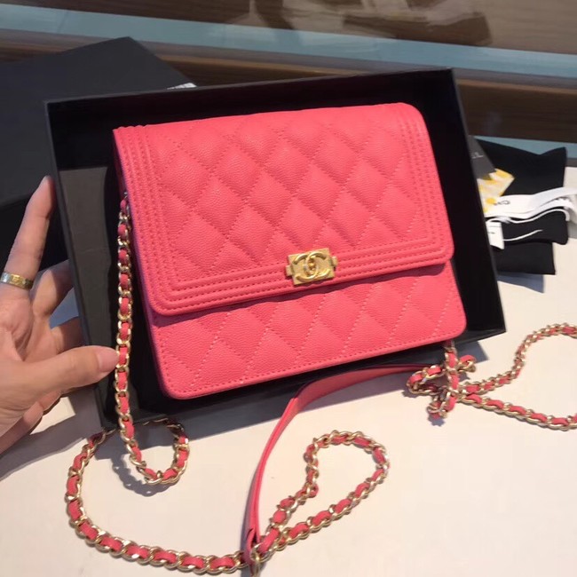 Boy chanel clutch with chain A84433 rose