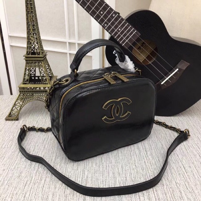 Chanel Calfskin & Gold-Tone Metal bag A81332 black