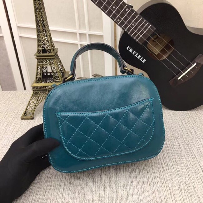Chanel Calfskin & Gold-Tone Metal bag A81332 blue