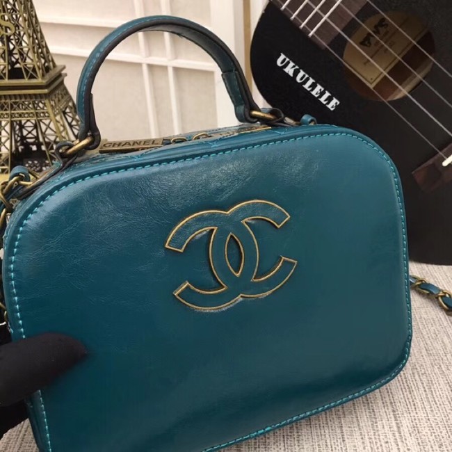 Chanel Calfskin & Gold-Tone Metal bag A81332 blue