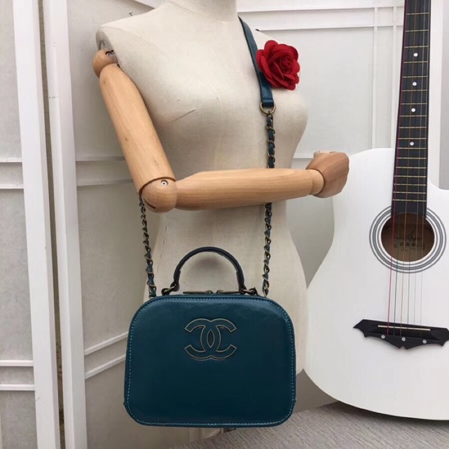 Chanel Calfskin & Gold-Tone Metal bag A81332 blue