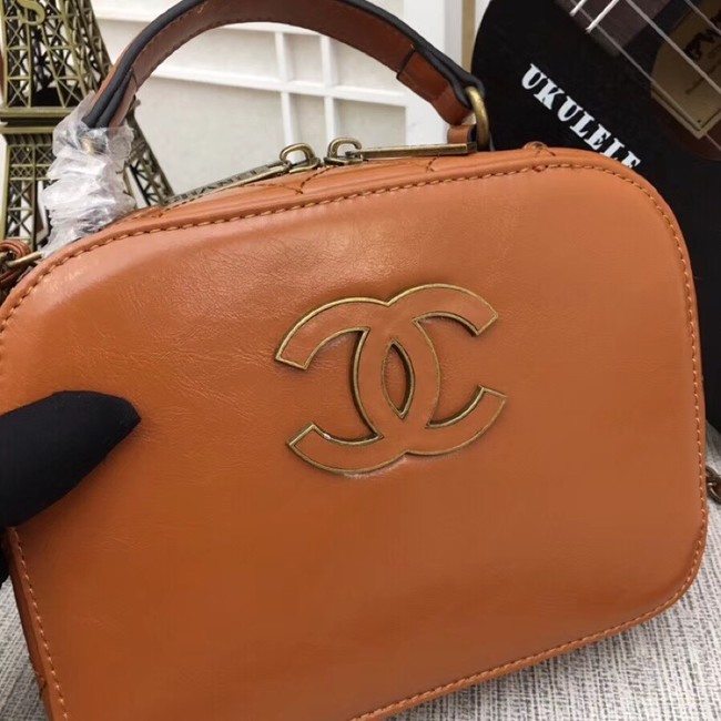 Chanel Calfskin & Gold-Tone Metal bag A81332 brown